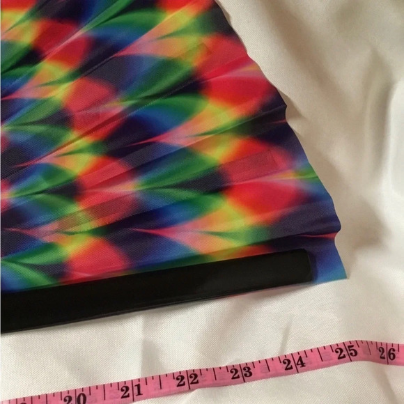 FairySandy Large Rave Fan. 25 “ Yellow, blue, green, fushia pattern. New - Picture 3 of 3